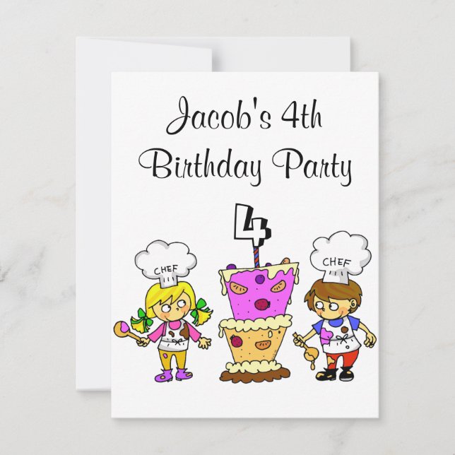 Invitation Fête de cuisine de 4e anniversaire (Devant)