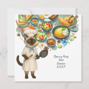 Invitation Fête de cuisine du chat chef pour les amateurs de 