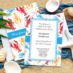 Invitation Fête de cuisson du homard rétro de la Nouvelle-Ang