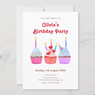 Invitation Fête de cupcakes dessinés à la main