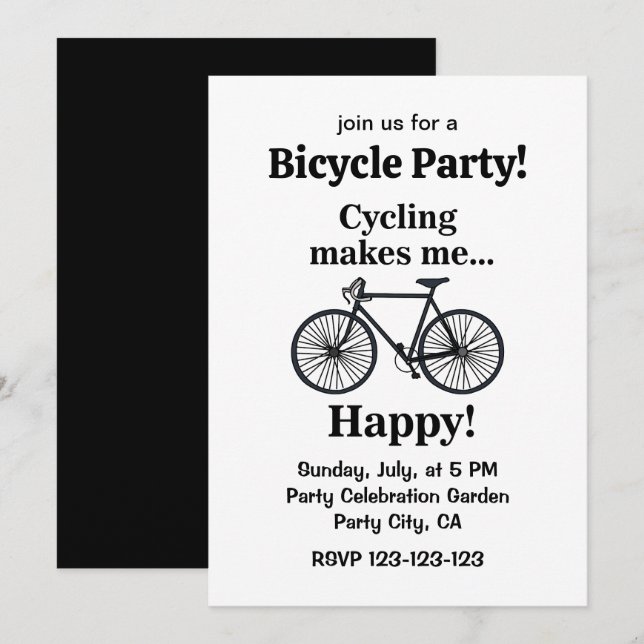Invitation Fête de cyclisme à vélo (Devant / Derrière)