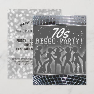 Invitation Fête de danse Silver Disco  Rétro 70's Theme Party