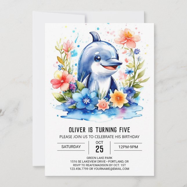 Invitation Fête de dauphin Whimsical Baby Anniversaire (Devant)