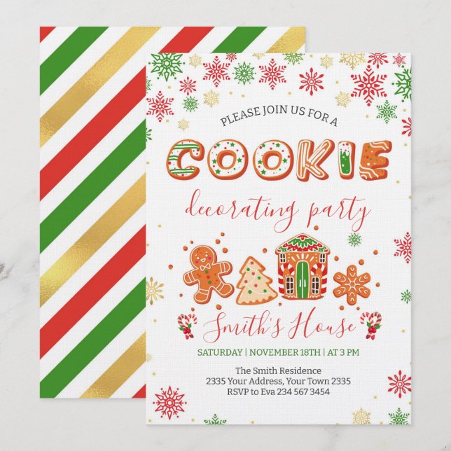 Invitation Fête de décoration de biscuits de Noël (Devant / Derrière)