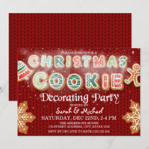 Invitation Fête de décoration de biscuits de Noël Personnalis