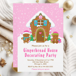 Invitation Fête de décoration de biscuits de Noël Rose Clair