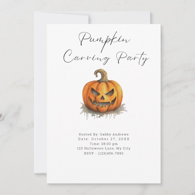 Invitation Fête de Décoration de Citrouille Creepy Jack-O' La (Devant)