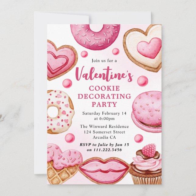Invitation Fête de décoration de cookies de la Saint-Valentin (Devant)