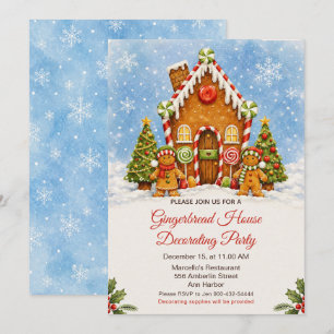 Invitation Fête de décoration de maison en pain d'épices
