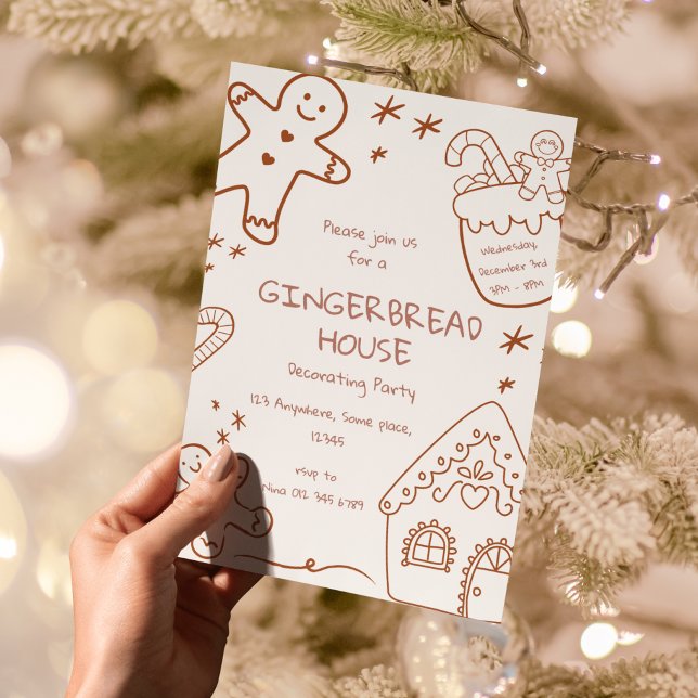 Invitation Fête de décoration de maison en pain d'épices Beig (Créateur téléchargé)