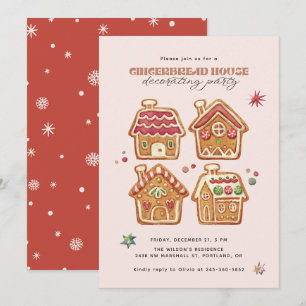 Invitation Fête de décoration de maison en pain d'épices Noël