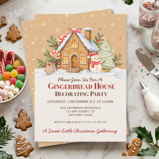 Invitation Fête de décoration de maison en pain d'épices Noël