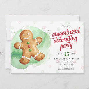 Invitation Fête de décoration de pain d'épice de Noël festive