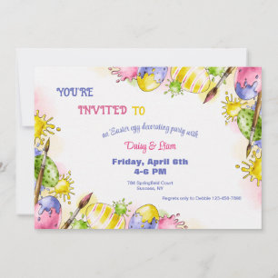 Invitation Fête de décoration d'oeufs de Pâques