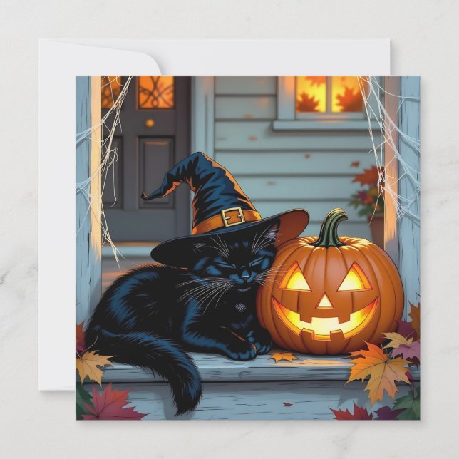 Invitation Fête de découpage de citrouille d'Halloween de cha (Devant)