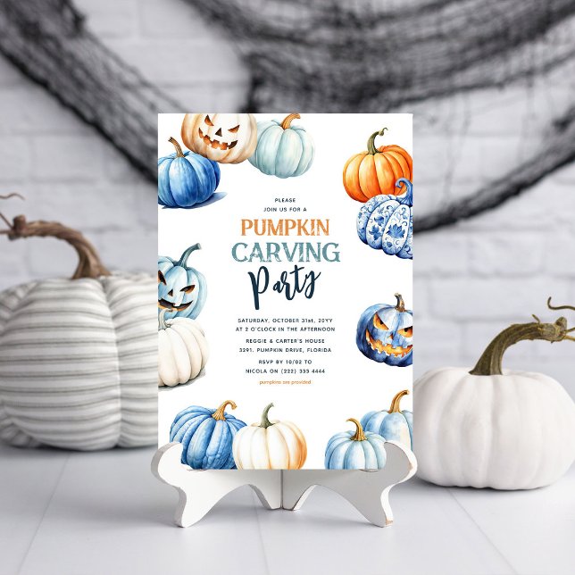Invitation Fête de découpage de citrouille mignonne Halloween (Créateur téléchargé)