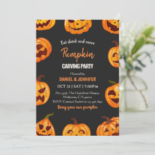 Invitation Fête de découpage de citrouille sombre Halloween J