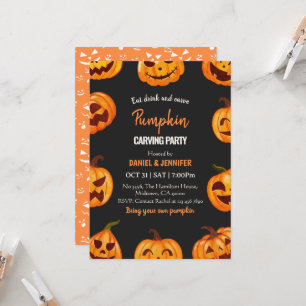 Invitation Fête de découpage de citrouille sombre Halloween J