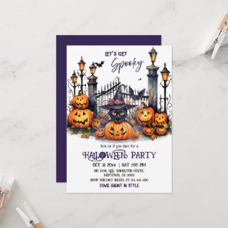 Invitation Fête de déguisement d'Halloween Chapeau de sorcièr