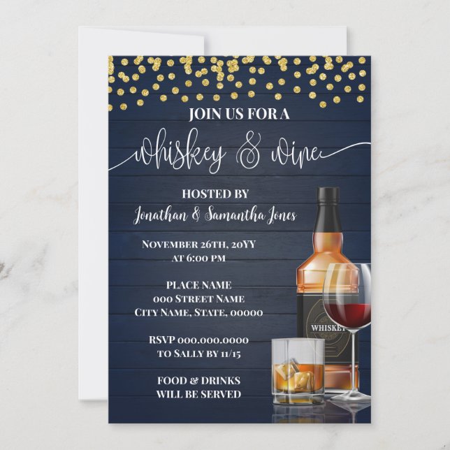 Invitation Fête de dégustation de whisky et de vins Boissons  (Devant)