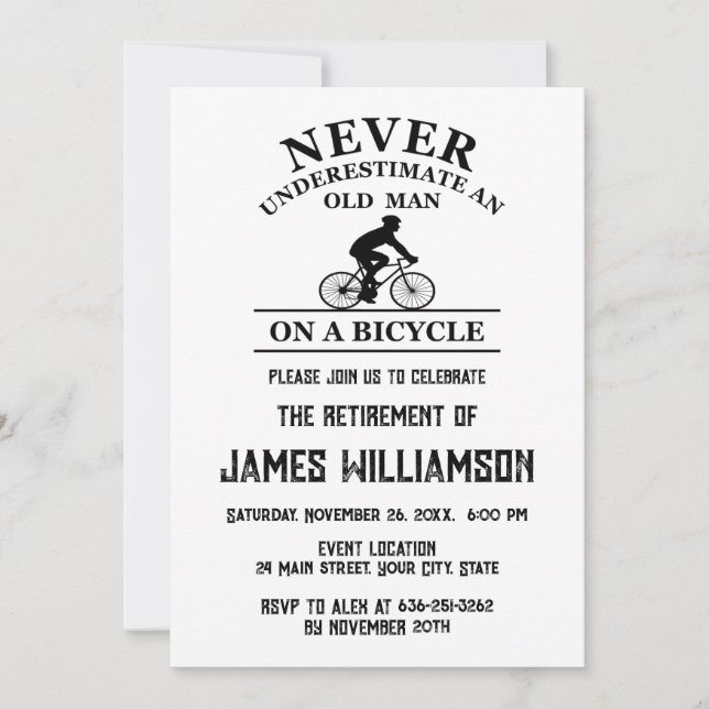 Invitation Fête de départ à la retraite de cyclisme (Devant)