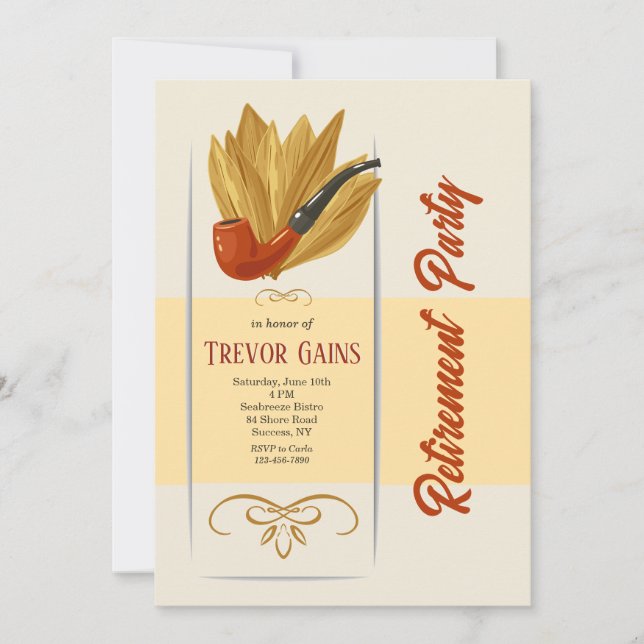 Invitation Fête de départ à la retraite du fumeur de pipe (Devant)