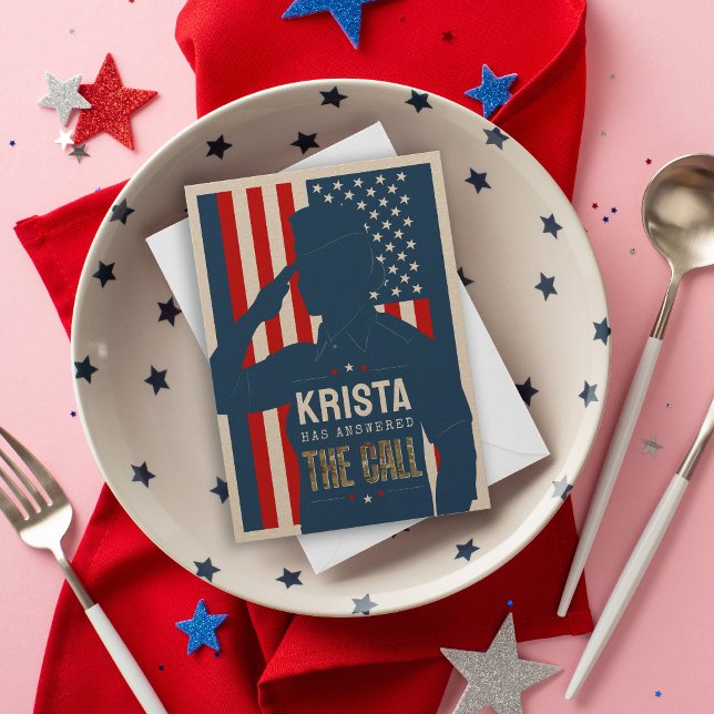 Invitation Fête de départ de la militaire Rustic, femme aviat (Créateur téléchargé)