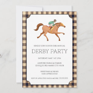 Invitation Fête de Derby à Carreaux Marrons