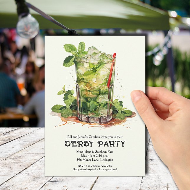 Invitation Fête de Derby au Mint Julep (Mint Julep Derby Party Invitations - PRINTED and/or INSTANT DOWNLOAD)