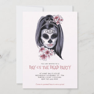 Invitation Fête de Dia De Los Muertos Rose Clair