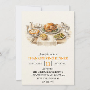 Invitation Fête de dîner d'automne vacances de thanksgiving 