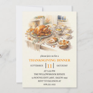 Invitation Fête de dîner d'automne vacances de thanksgiving 