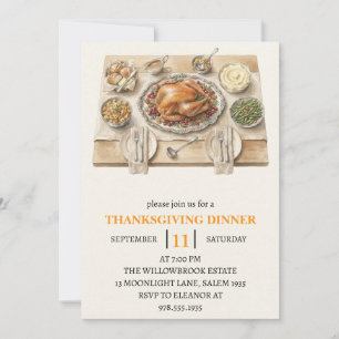 Invitation Fête de dîner d'automne vacances de thanksgiving 