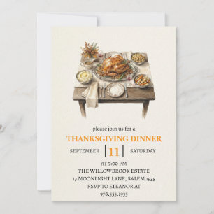 Invitation Fête de dîner d'automne vacances de thanksgiving 