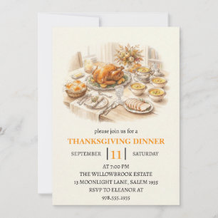 Invitation Fête de dîner d'automne vacances de thanksgiving 