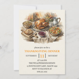 Invitation Fête de dîner d'automne vacances de thanksgiving 