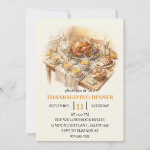 Invitation Fête de dîner d'automne vacances de thanksgiving