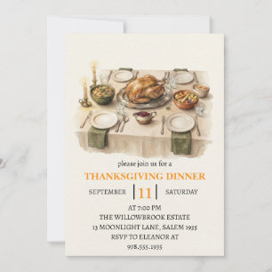Invitation Fête de dîner d'automne vacances de thanksgiving 