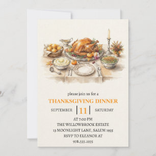 Invitation Fête de dîner d'automne vacances de thanksgiving 