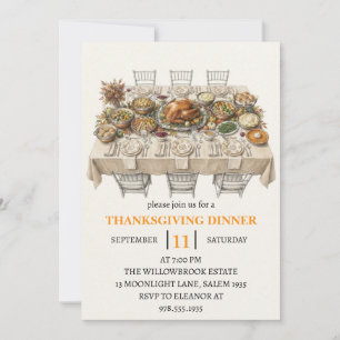 Invitation Fête de dîner d'automne vacances de thanksgiving