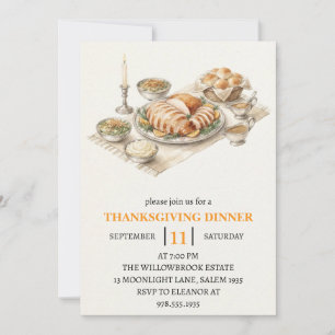 Invitation Fête de dîner d'automne vacances de thanksgiving 