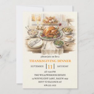 Invitation Fête de dîner d'automne vacances de thanksgiving 