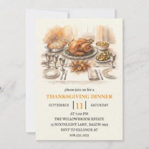 Invitation Fête de dîner d'automne vacances de thanksgiving 