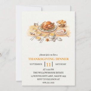 Invitation Fête de dîner d'automne vacances de thanksgiving 