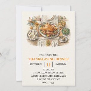 Invitation Fête de dîner d'automne vacances de thanksgiving 