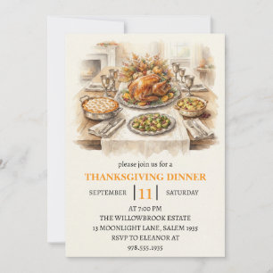 Invitation Fête de dîner d'automne vacances de thanksgiving 