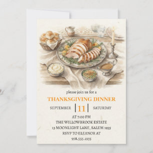 Invitation Fête de dîner d'automne vacances de thanksgiving 
