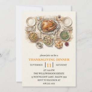 Invitation Fête de dîner d'automne vacances de thanksgiving 