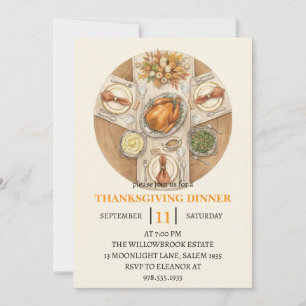 Invitation Fête de dîner d'automne vacances de thanksgiving 