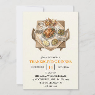 Invitation Fête de dîner d'automne vacances de thanksgiving 